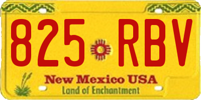 NM license plate 825RBV