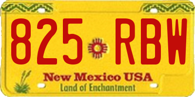 NM license plate 825RBW