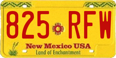 NM license plate 825RFW