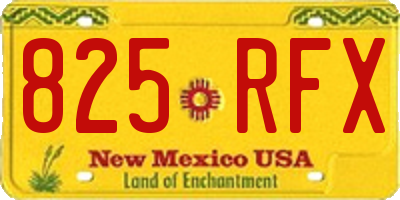 NM license plate 825RFX