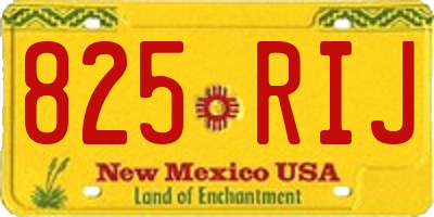 NM license plate 825RIJ