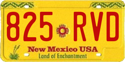 NM license plate 825RVD