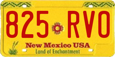 NM license plate 825RVO