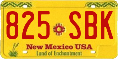 NM license plate 825SBK