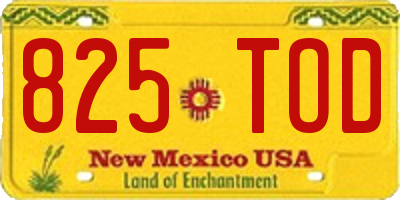 NM license plate 825TOD