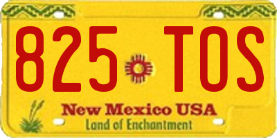 NM license plate 825TOS