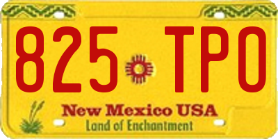 NM license plate 825TPO