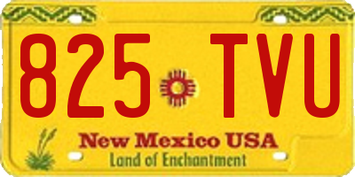 NM license plate 825TVU
