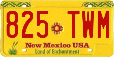 NM license plate 825TWM