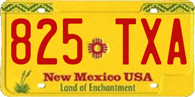 NM license plate 825TXA