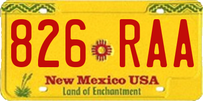 NM license plate 826RAA