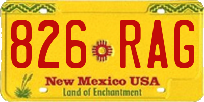 NM license plate 826RAG