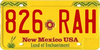 NM license plate 826RAH