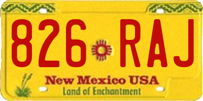 NM license plate 826RAJ