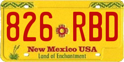 NM license plate 826RBD