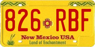 NM license plate 826RBF