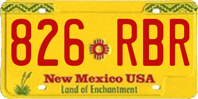 NM license plate 826RBR