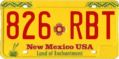NM license plate 826RBT