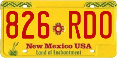 NM license plate 826RDO