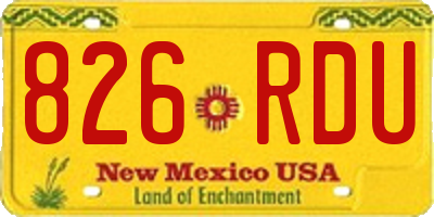 NM license plate 826RDU