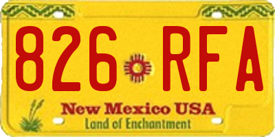 NM license plate 826RFA