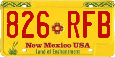 NM license plate 826RFB