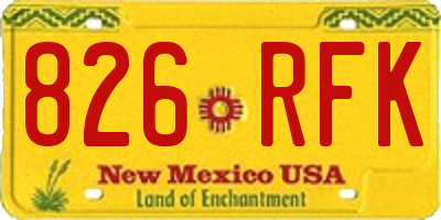 NM license plate 826RFK