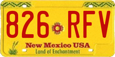 NM license plate 826RFV