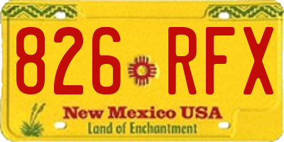 NM license plate 826RFX