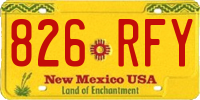 NM license plate 826RFY