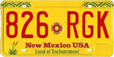 NM license plate 826RGK