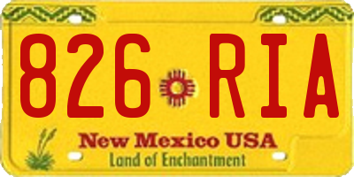 NM license plate 826RIA