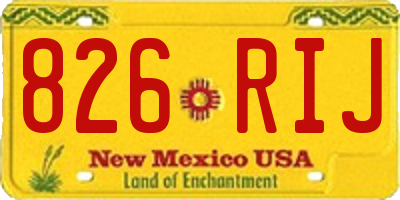 NM license plate 826RIJ