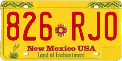 NM license plate 826RJO
