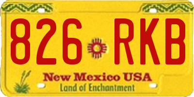 NM license plate 826RKB