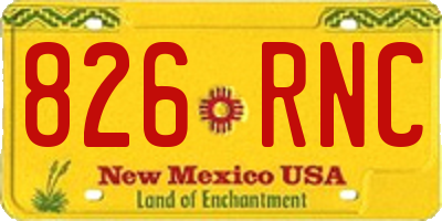 NM license plate 826RNC