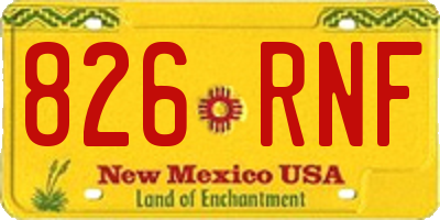 NM license plate 826RNF