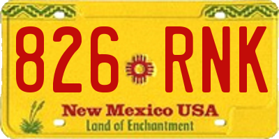 NM license plate 826RNK