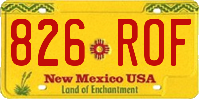 NM license plate 826ROF