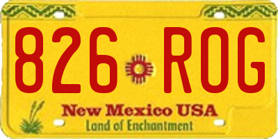 NM license plate 826ROG