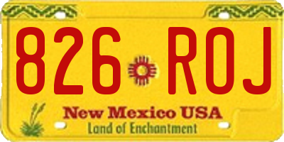 NM license plate 826ROJ
