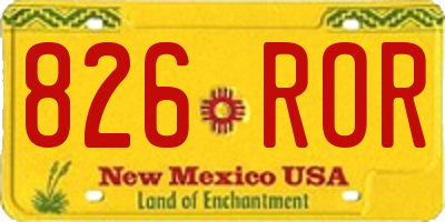 NM license plate 826ROR