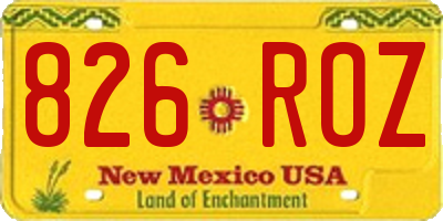 NM license plate 826ROZ