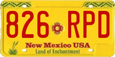 NM license plate 826RPD