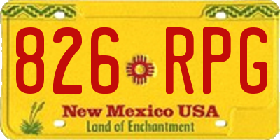 NM license plate 826RPG