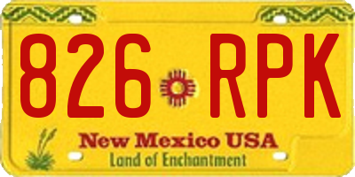 NM license plate 826RPK