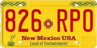 NM license plate 826RPO