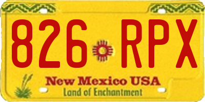 NM license plate 826RPX
