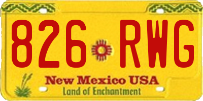 NM license plate 826RWG