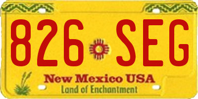 NM license plate 826SEG